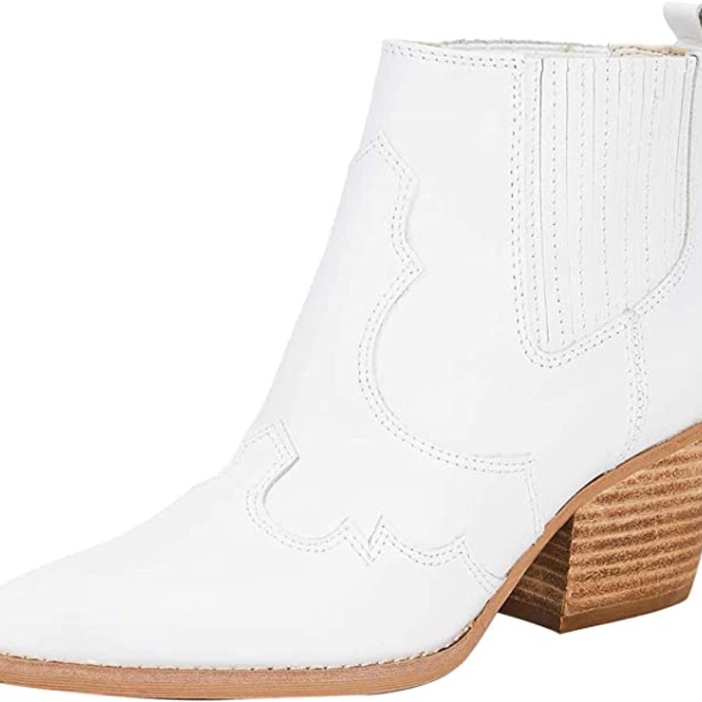 White Leather Ankle Boots, Sam Edelman 6.5 M
